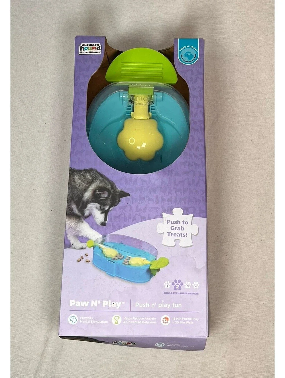 Outward Hound Paw N Play Dog Toy New In Box Hungry Hand Game Treat Dispenser
